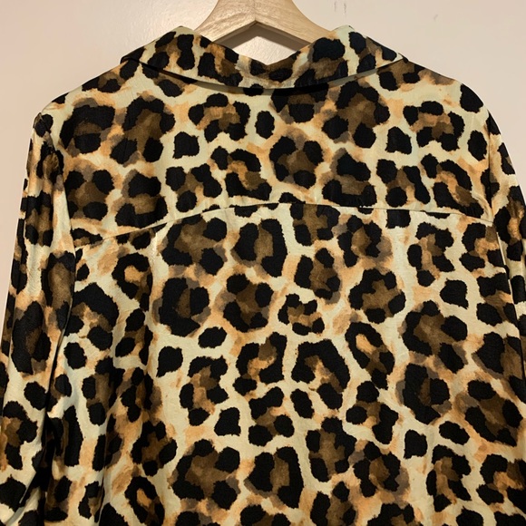 Topshop Leopard Print Satin Animal Print Button Front Size 10 - Picture 7 of 10